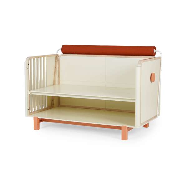 CEDAR 3 in 1 BABY CRIB CONVERTIBLE TO SOFA BED WRITING DESK 70x140cm Solid rubber wood ORANGE Pan Home Furnishings
